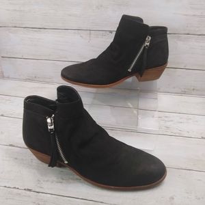 Sam Edelman PACKER Womens 8M Black Suede Leather DualSide Zips Ankle Boots
